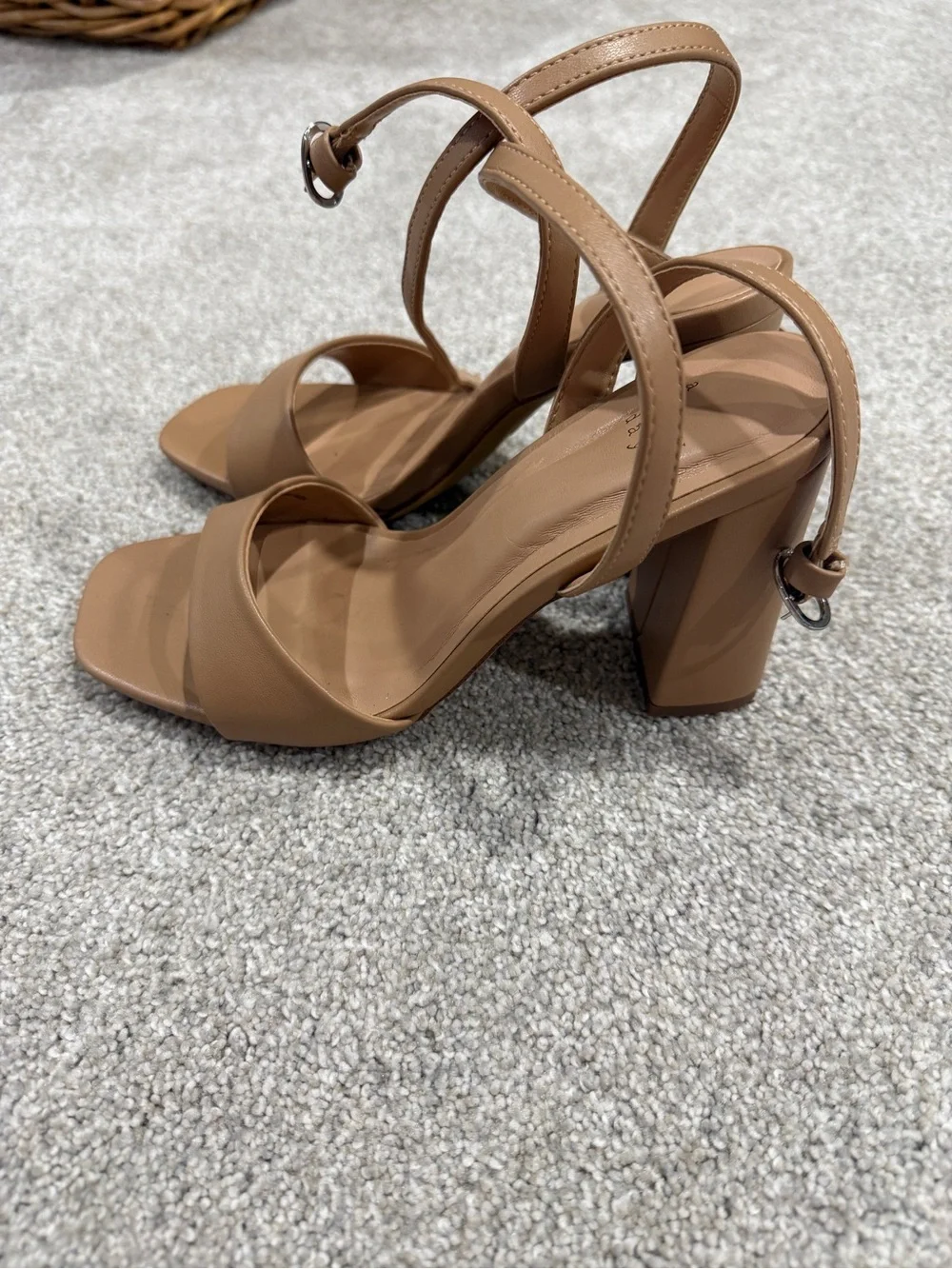 a new day Tan Square-Toe Slingback Heels